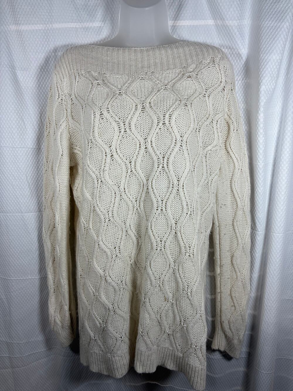 Ann Taylor Loft Cable Knit Ivory Sweater Suze XL EUC